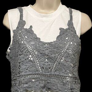 EUC 2 Pink Sleeveless Top with Crochet Crop Top Size: Medium